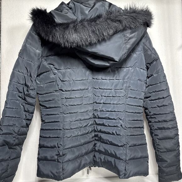 Armani Jeans Puffer Coat Womens US 10 EU 42Black Detachable Hood Full Zip - Picture 6 of 9